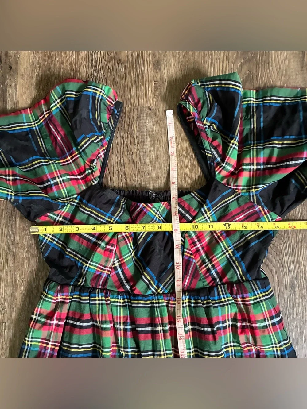 J. Crew Puff-sleeve mini dress in Stewart tartan holiday Christmas